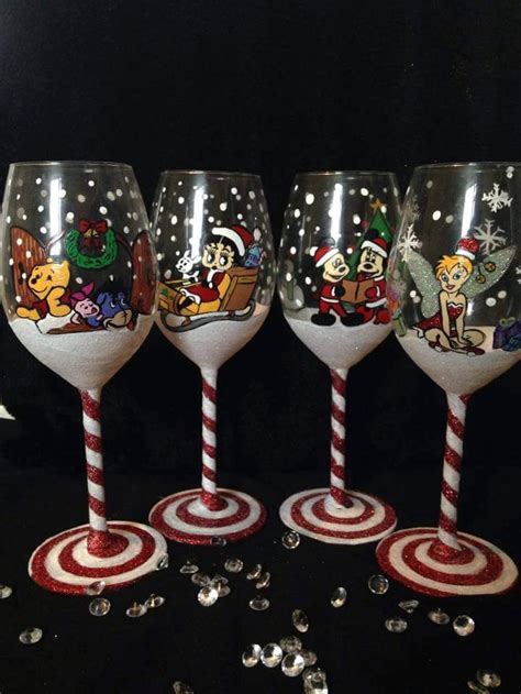 Christmas Wine Glass Etsy