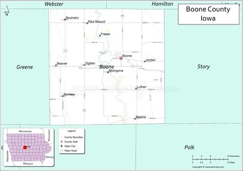 map  boone county iowa showing cities highways important places