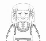 Coloring Bulgarian Amyperrotti Traditional Folk Doll Dress Contact Shop sketch template
