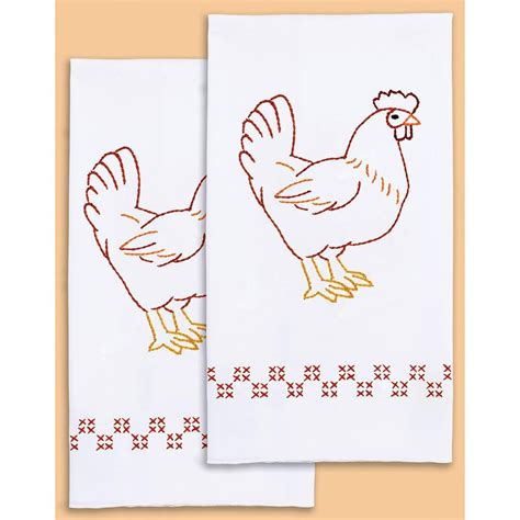 jack dempsey stamped embroidery pack chicken towels etsy