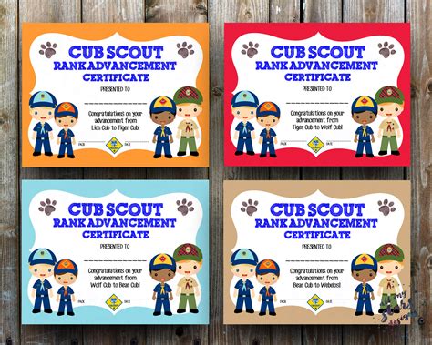 cub scout rank advancement certificate pack  jpg