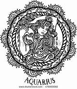 Aquarius Astrology Designlooter Aztec Zentangle sketch template