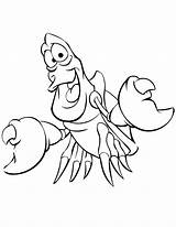 Sebastian Mermaid Little Coloring Pages Drawings Disney Crab sketch template
