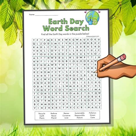 earth day word search printable literacy learn