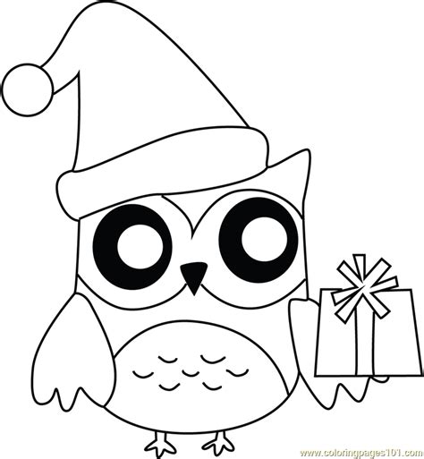 owl  presents coloring page  kids  christmas animals