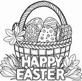 Coloring Pages Easter Happy Basket Egg Printable Adult Adults Colouring Eggs Bunny Book Info Kids sketch template