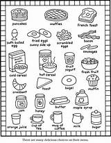 Coloring Food Pages Breakfast Kids Menu Color Printable Books Items English Sheet Kitchen Rocks Cute Recipes Dover Cat Inglese Da sketch template