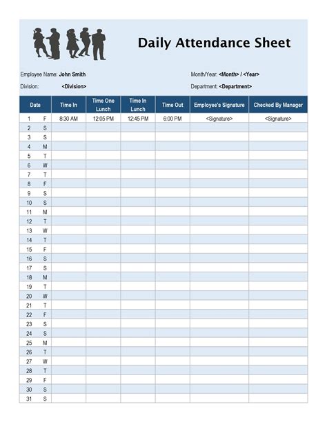 printable simple attendance sheet printable world holiday