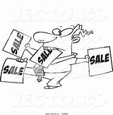 Salesman Outlined Holding Toonaday sketch template