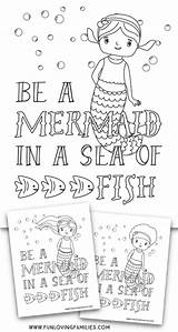 Mermaid Coloring Pages Quote Kids Printables Cute sketch template