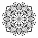 Ornamental Mandala Outline Premium Circular Floral Coloring Pattern Vector Pages Book sketch template