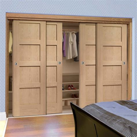 sliding wardrobe doors frame kit shaker oak  panel solid doo