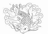 Fish Coloring Koi Pages Printable Detailed Metal Color Drawing Japanese Outline Adults Print Heavy Kids Tattoo Coloring4free Rush Gold Seafood sketch template