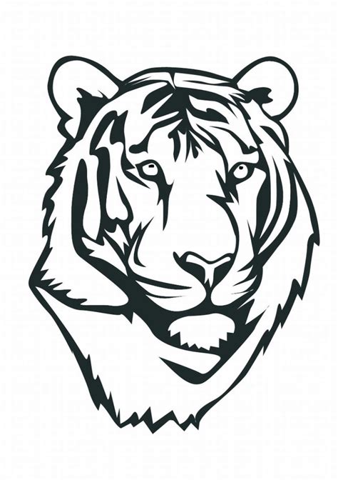 tiger outline coloring page cute tiger clip art