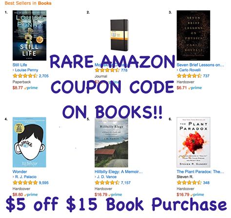 rare amazon coupon code  books   purchase  savings