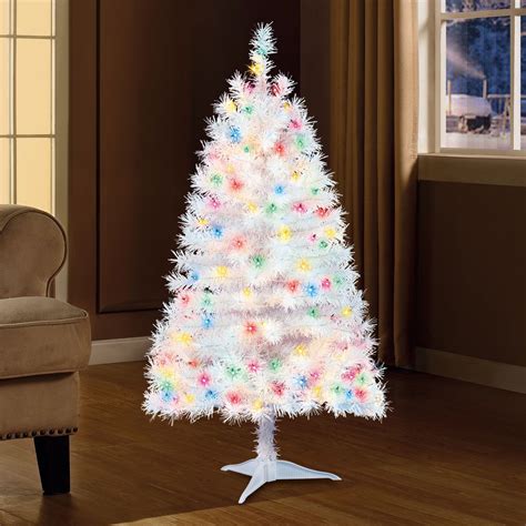 ft pre lit white artificial christmas tree   multicolor lights