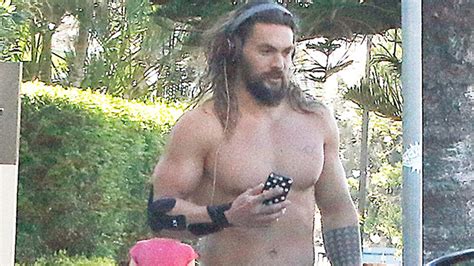 Jason Momoa Goes Shirtless And Covers Himself With Hand