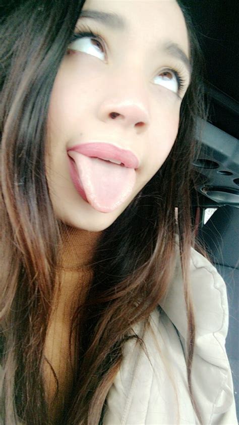 Super Brunette Hottie Takes Ahegao Selfie While Out For
