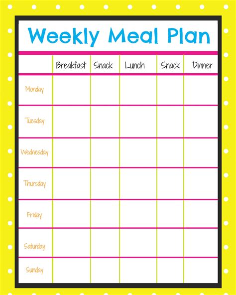 weekly menu planner  excellent
