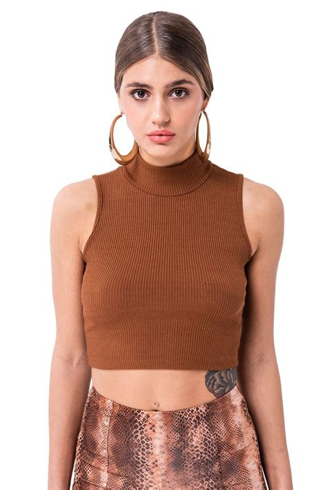 taba sleeveless turtleneck crop top turtle neck turtle neck crop top