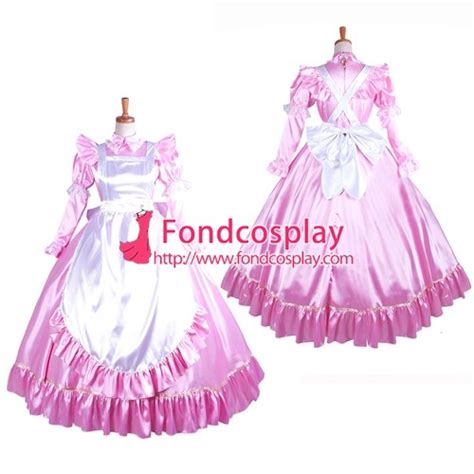 us 106 83 french sexy sissy maid satin pink white dress lockable