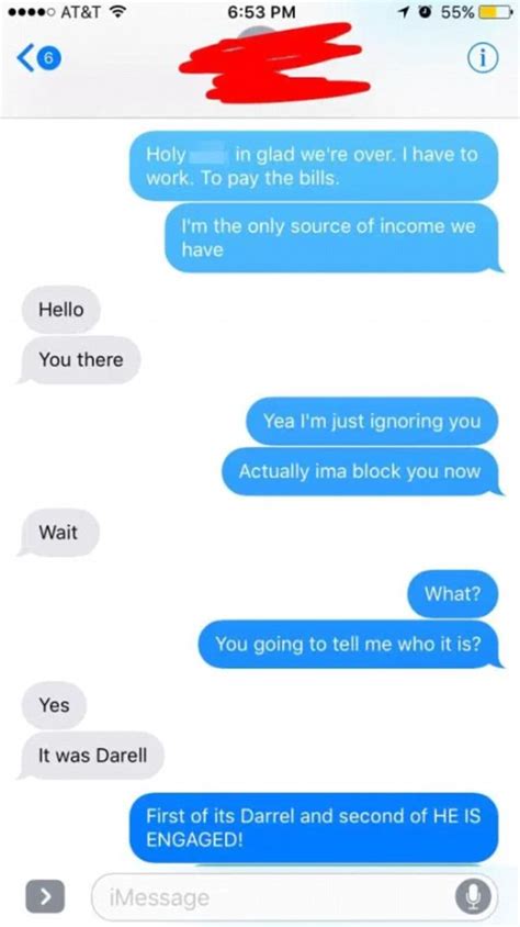 cheating wife has an awkward text message argument with her husband
