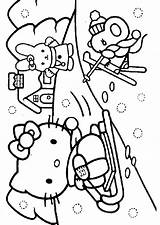 Kitty Winter Coloring Hello Pages Kids Sheets Snow sketch template