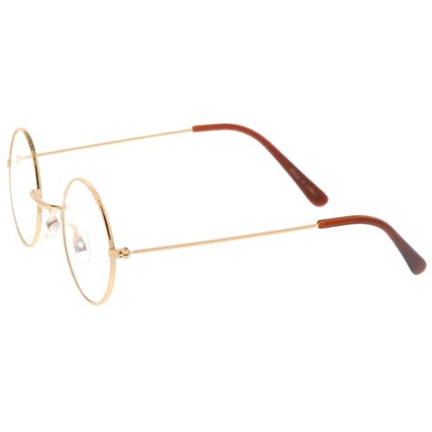 classic small metal frame slim temples clear lens round eyeglasses 44m