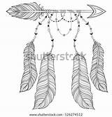 Arrow Feather Pages Coloring Feathers Adult Boho Arrows American Vector Template Style Shutterstock Flowers Zentangle sketch template