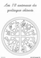 Chinese Zodiac Coloring Animals Year Pages Printable sketch template