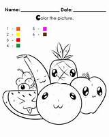 Coloring Color Watermelon Banana Fruit Numbers Apple Orange Grapes Fruits Pages Pineapple Number Cute Alive Worksheets Printable Freeprintableonline Kids Now sketch template