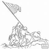 Flag Coloring Iwo Jima Raising Soldier Pages Soldiers American Drawing Clipart Putting Printable M16 Line Elisha Elijah Color England Veteran sketch template
