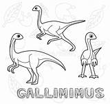 Gallimimus Karikatur Dinosaurier Dinosauro Vettore Fumetto Monochrom Monocromio Malbuch Stellte Messo sketch template