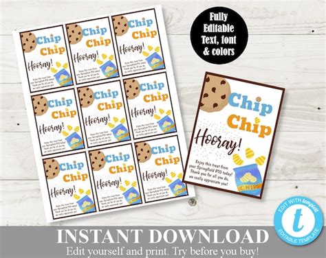 instant  editable  chip chip hooray tags chips