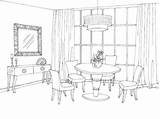 Room Coloring Dining Clipart sketch template
