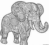 Coloring Adult Animals Elephant Pages Printable Print Book sketch template