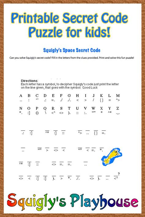 printable secret code word puzzle  kids  puzzle