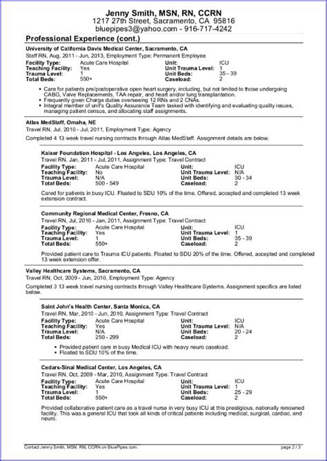 sample travel nursing resume  template  ultimate writing guide