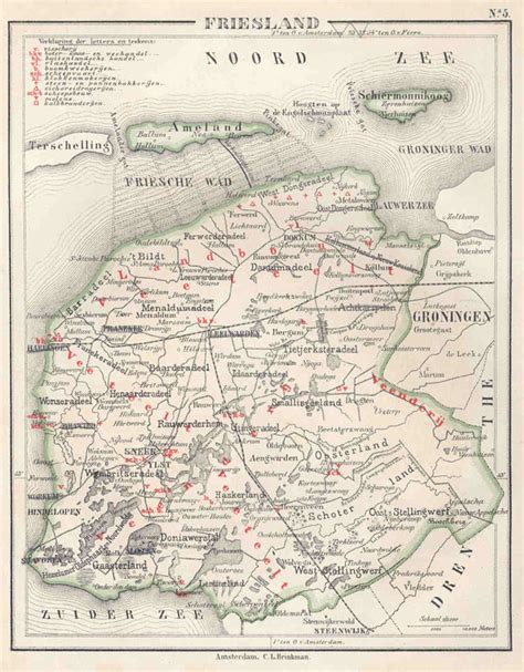 friesland een antieke kaart van friesland door nw posthumus en dr jm van bemmelen uit