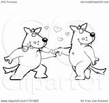 Romantic Wolf Doing Dance Couple Clipart Cartoon Thoman Cory Outlined Coloring Vector sketch template