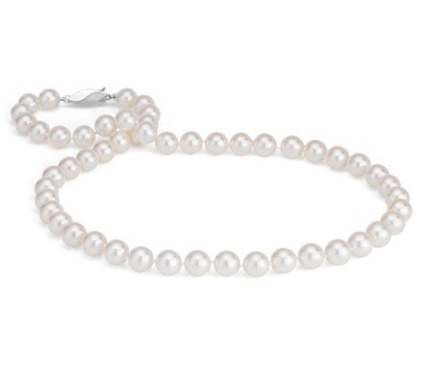 Classic Akoya Cultured Pearl Strand Necklace In 18k White Gold 8 0 8