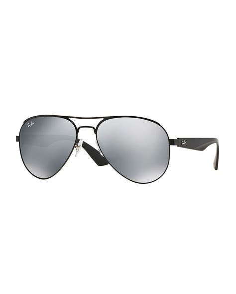 ray ban aviator sunglasses with mirrored lenses in silver metallic