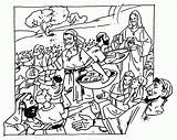 Jesus 5000 Feeding Coloring Miracles Clipart Pages Feeds Miracle Fish Loaves Drawing Kids Thousand Five Bible Cliparts People Feed Popular sketch template