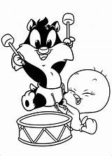 Tweety Sylvester Baby Drumming Coloring Pages Categories Kids sketch template