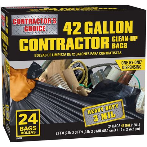 Contractors Choice Contractor 24 Pack 42 Gallon Black Outdoor Plastic