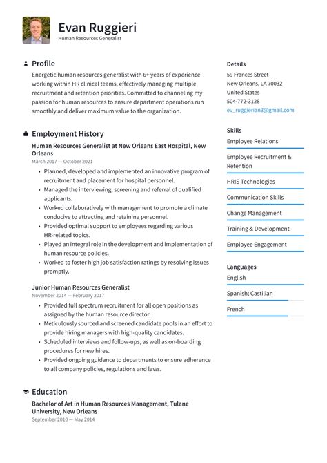 human resources manager resume  editable template