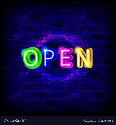 neon inscription open royalty  vector image