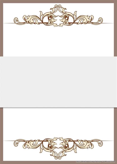 printable brown artistic border wedding invitation templates