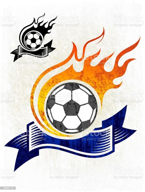 Flaming Soccer Ball On Royalty Free Vector Background Stock