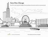 Coloring Skyline Chicago Summer Vacation City 232px 75kb Worksheet Pier Navy Color Choose Board sketch template